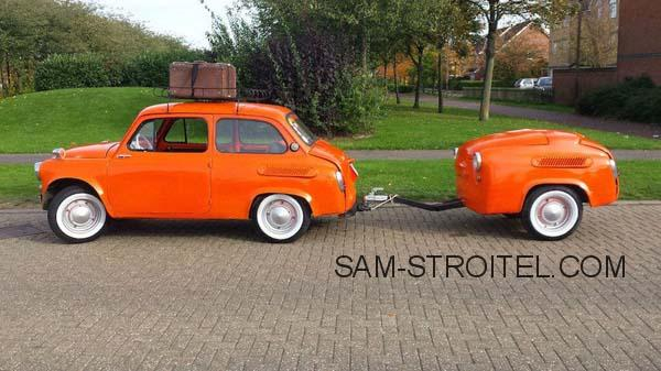 Авто самоделка ЗАЗ-965 с двигателем Suzuki Samurai и прицепом с мангалом